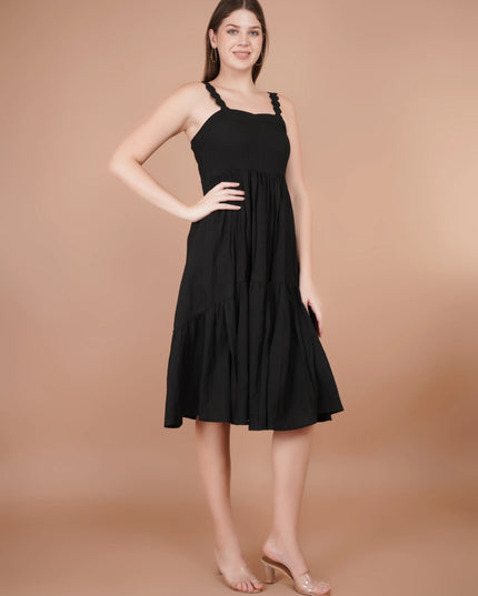 Black Flowy Midi Dress