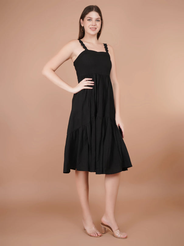 Black Flowy Midi Dress