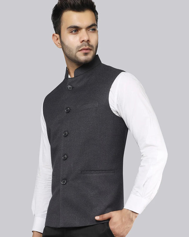 Classic Charcoal Nehru Vest MYMASHA
