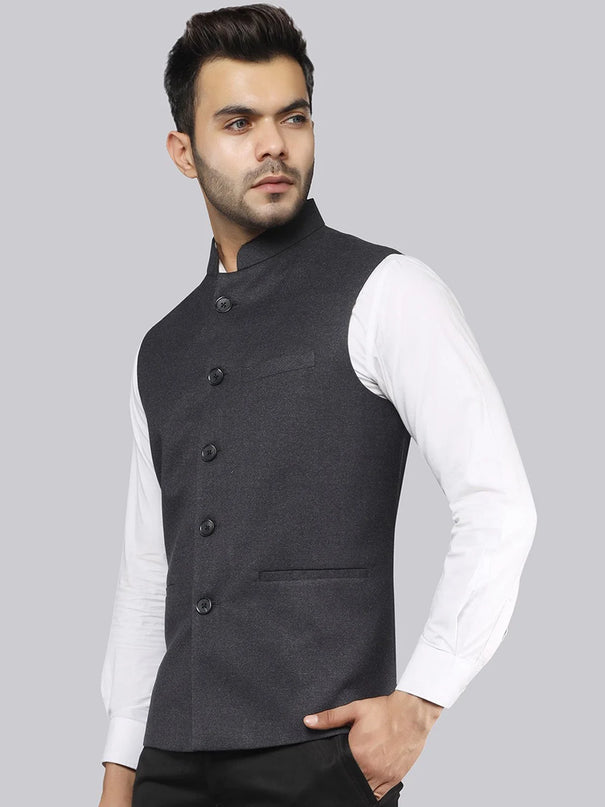 Classic Charcoal Nehru Vest