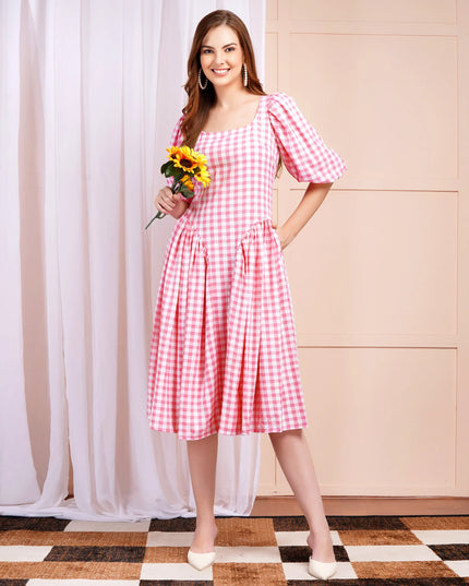 Pink Gigi Check Dress