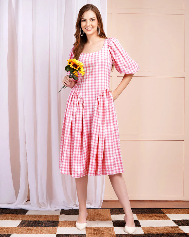 Pink Gigi Check Dress