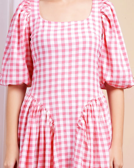 Pink Gigi Check Dress