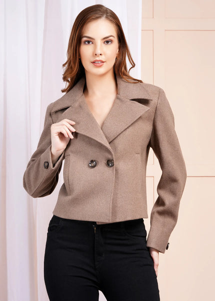 Mocha Brown Wool Crop Jacket