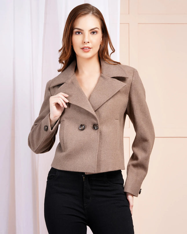 Mocha Brown Wool Crop Jacket