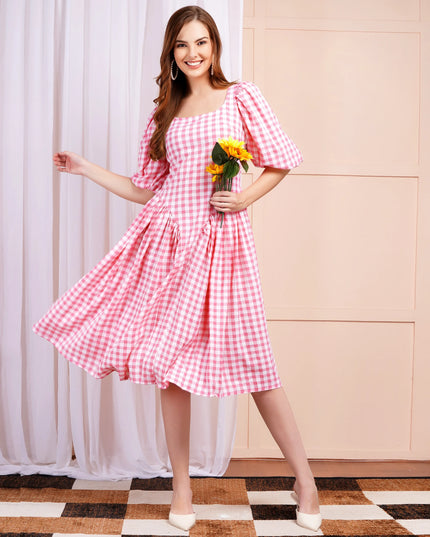 Pink Gigi Check Dress