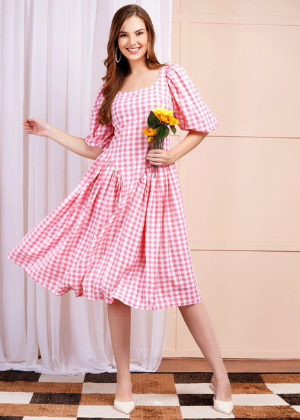 Pink Gigi Check Dress