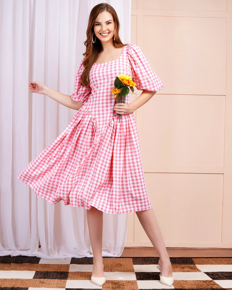 Pink Gigi Check Dress