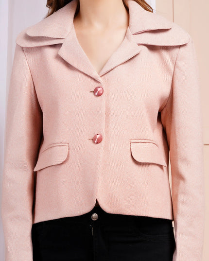 Blush Pink Herringbone Cropped Jacket