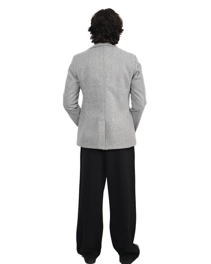 Light Grey Double-Breasted Short Coat