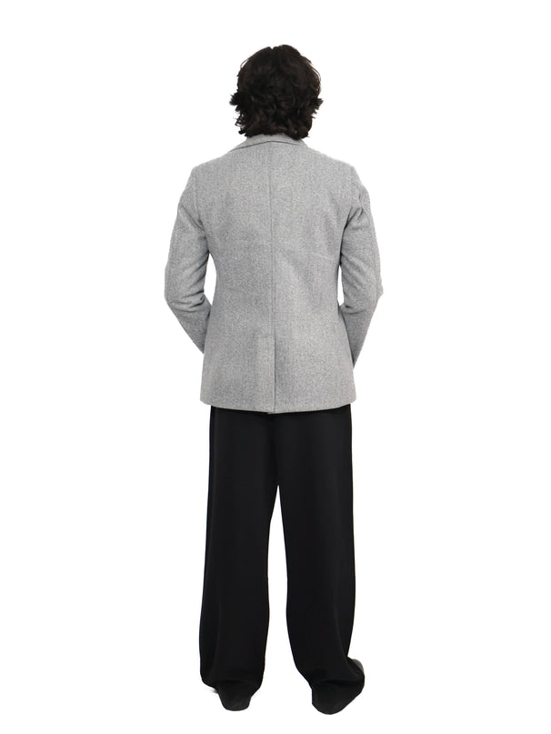 Light Grey Double-Breasted Short Coat