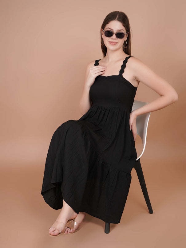 Black Flowy Midi Dress