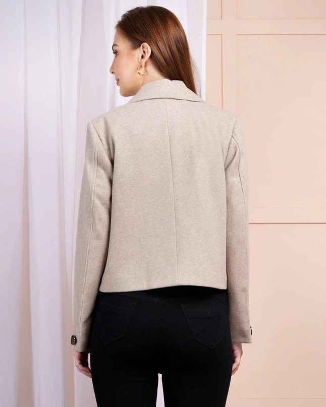 Double-Breasted Cropped Wool Jacket