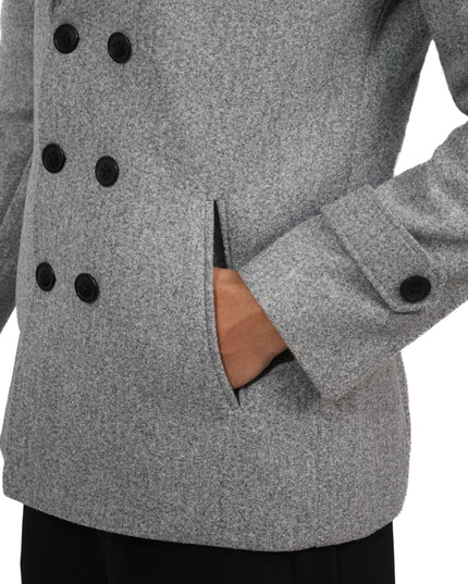 Light Grey Double-Breasted Short Coat
