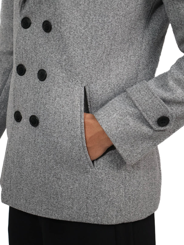Light Grey Double-Breasted Short Coat