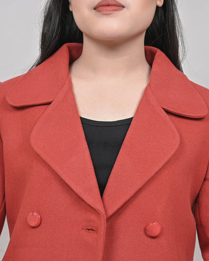 Women’s Scarlet Double-Breasted Short Coat