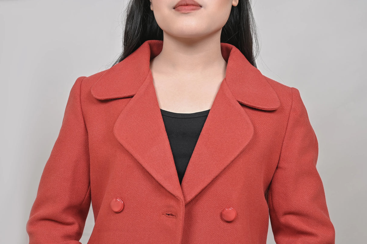 Women’s Scarlet Double-Breasted Short Coat