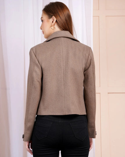Mocha Brown Wool Crop Jacket