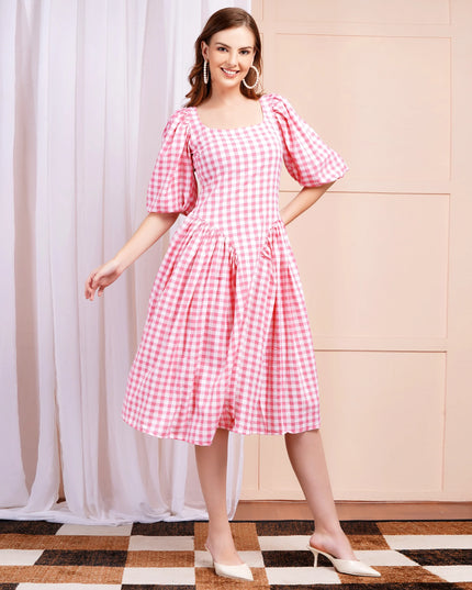 Pink Gigi Check Dress