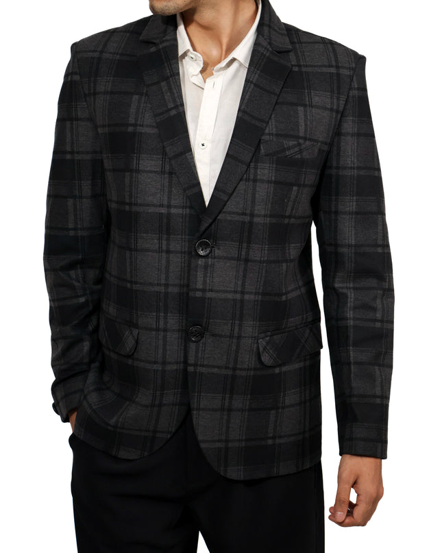 Charcoal Check Two-Button Blazer MYMASHA