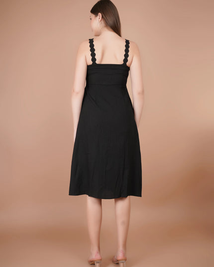 Black Flowy Midi Dress