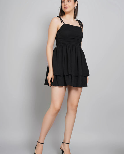 Black Smoked Mini Dress