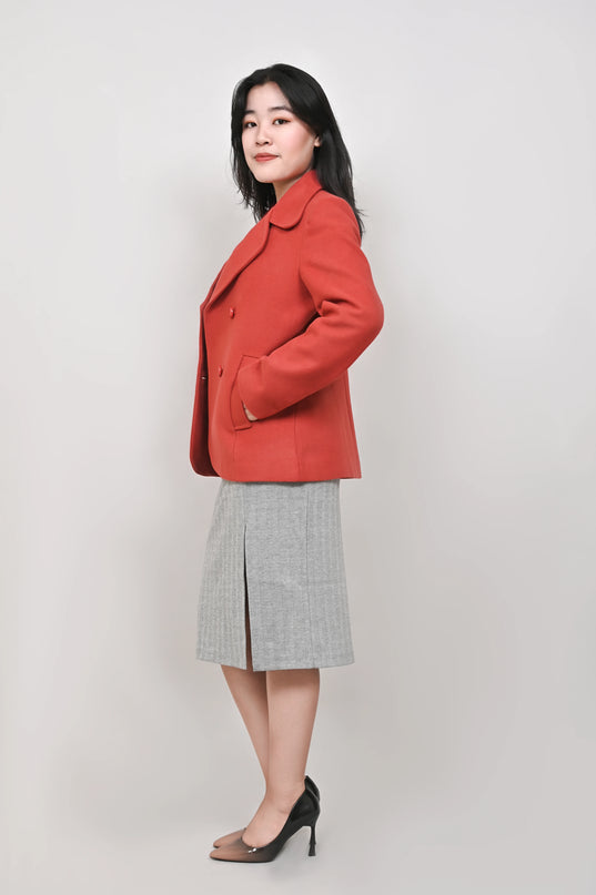 Women’s Scarlet Double-Breasted Short Coat