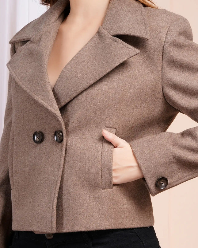 Mocha Brown Wool Crop Jacket