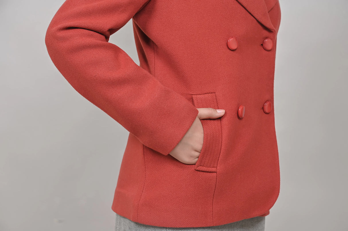 Women’s Scarlet Double-Breasted Short Coat