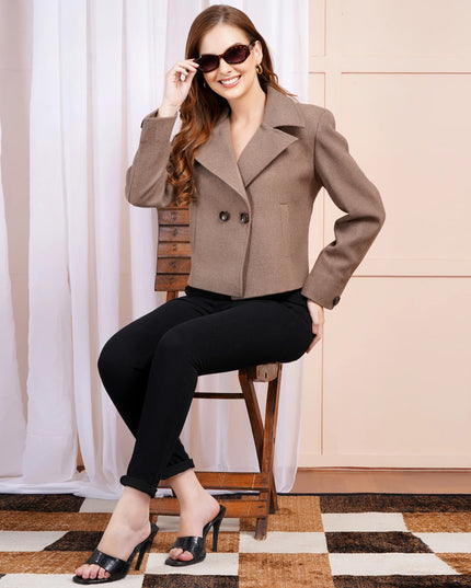 Mocha Brown Wool Crop Jacket