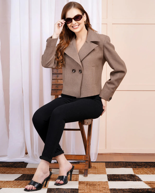 Mocha Brown Wool Crop Jacket