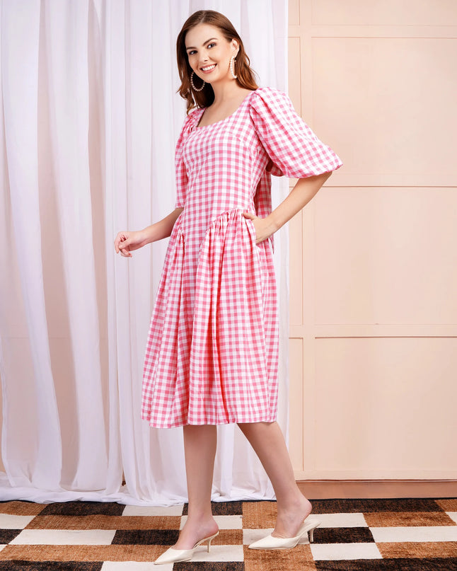 Pink Gigi Check Dress